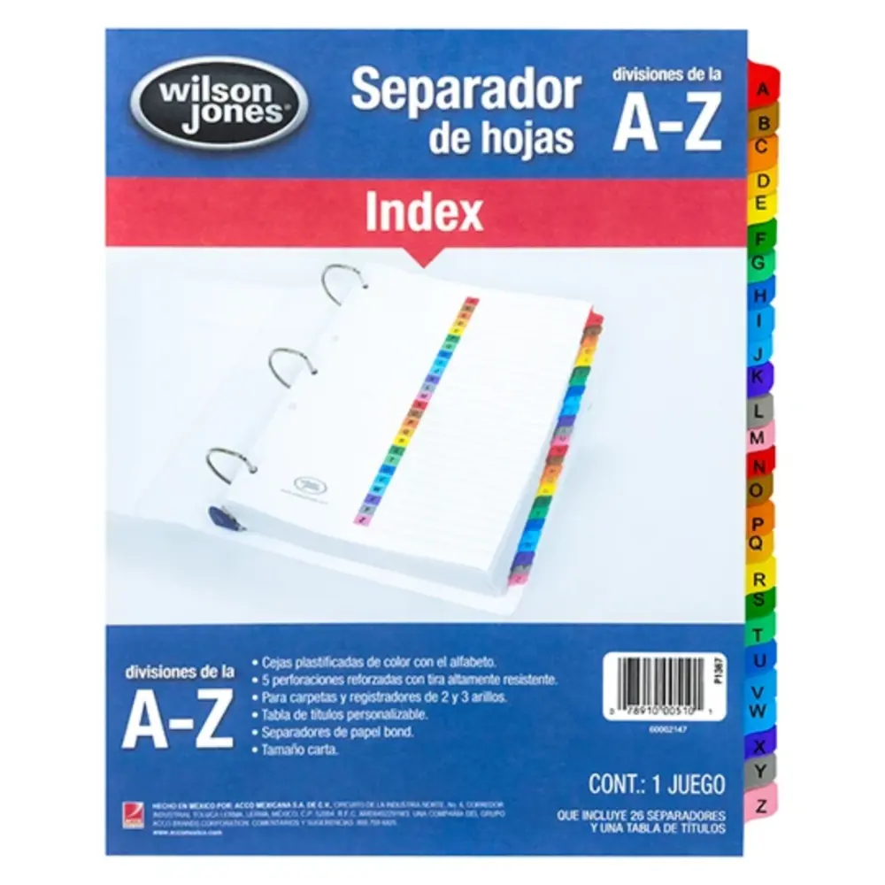 SEPARADOR WILSONJONES INDEX P1367 A-Z