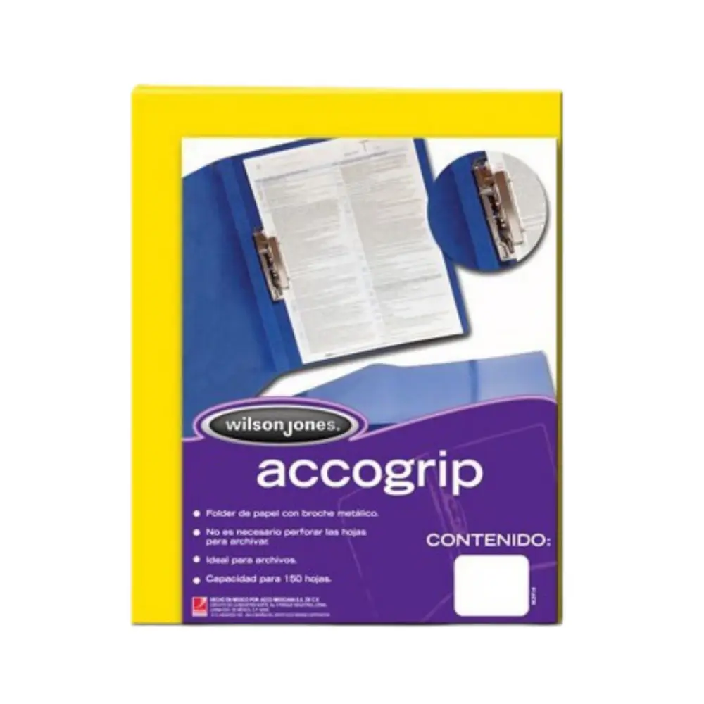 FOLDER ACCOGRIP CON PALANCA CARTA AMARILLO