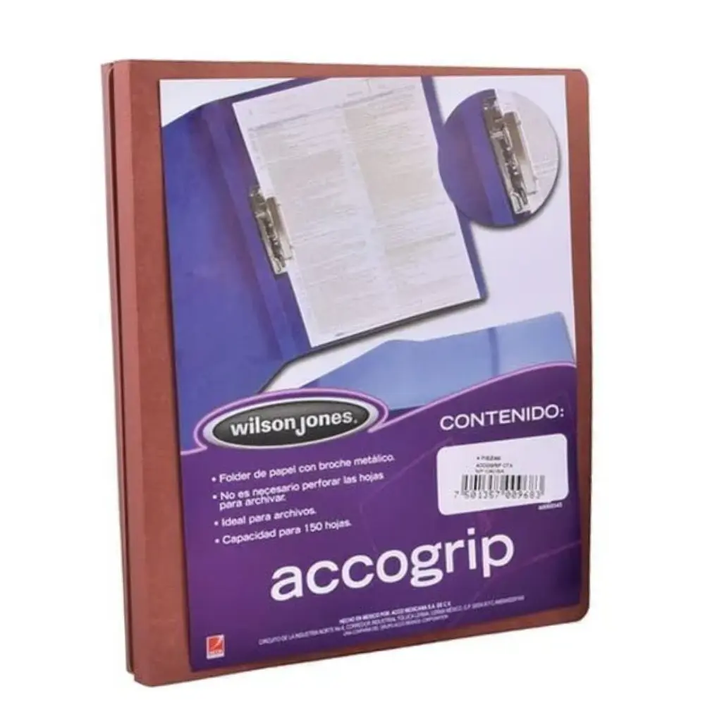 FOLDER ACCOGRIP CON PALANCA CARTA CAOBA