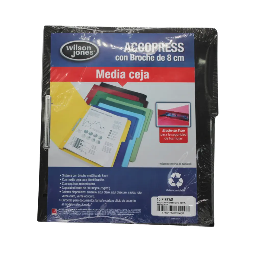 FOLDER ACCOPRESS C/BROCHE CARTA NEGRO