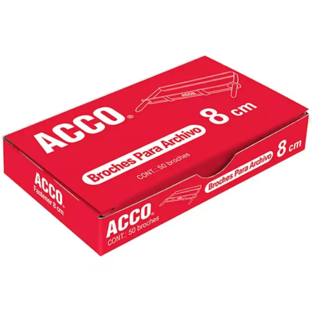 BROCHE ACCO P/ARCHIVO P1580 8 CMS. CAJA C/50 PZAS.