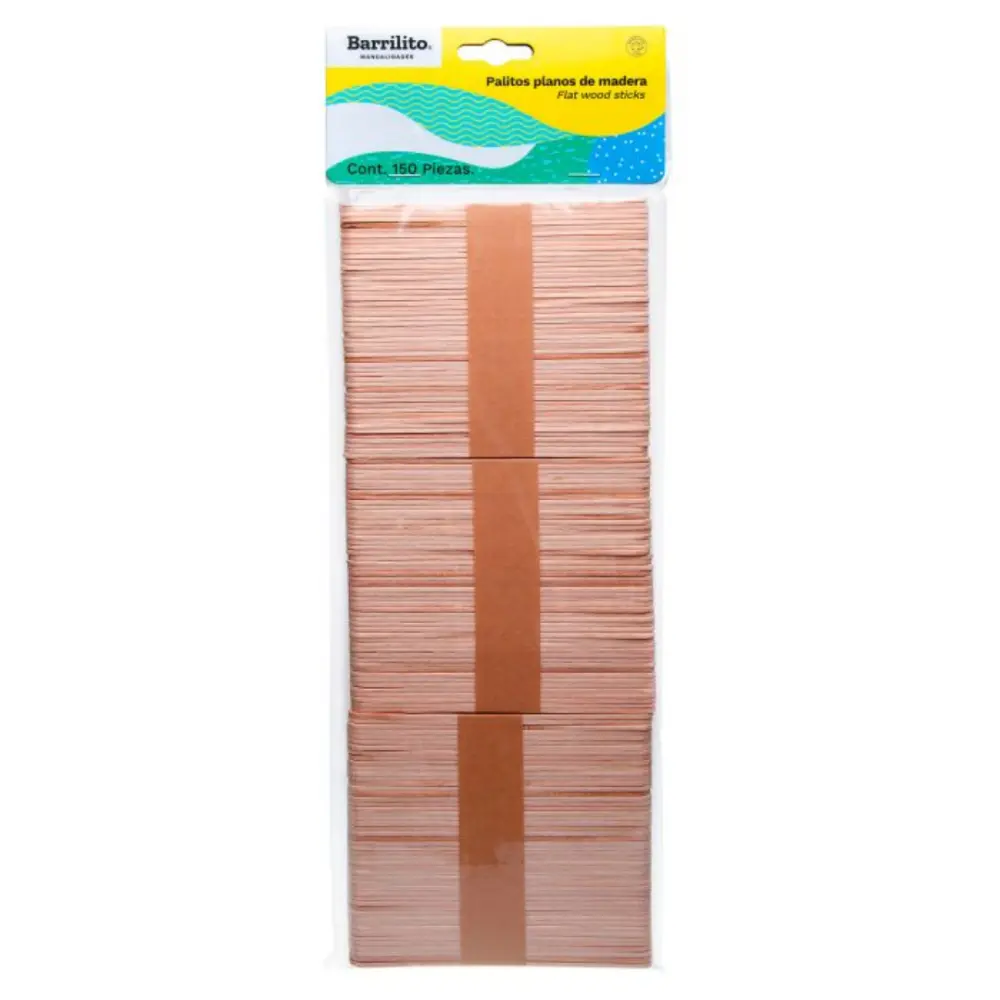 PALITO DE MADERA NATURAL PLANO BARRILITO C/150 PZA