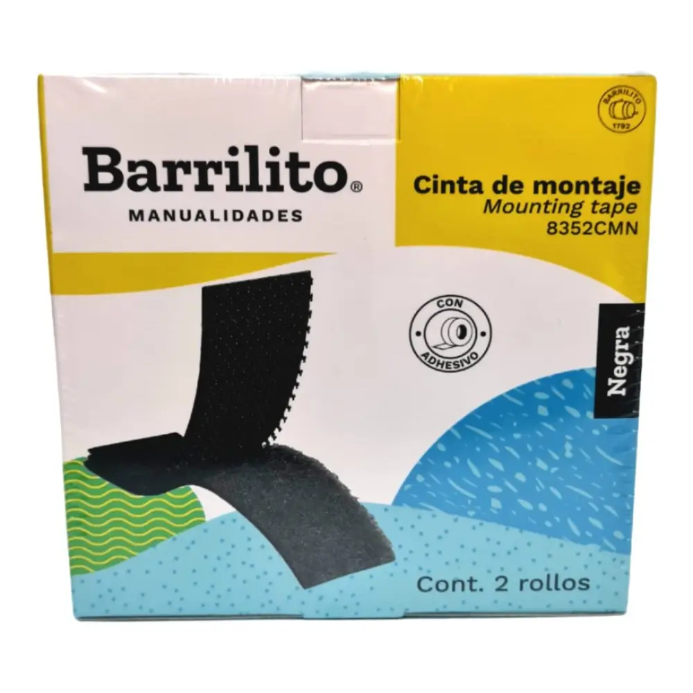 CINTA VELCRO DE MONTAJE BARRILITO NEGRO 8352CMN