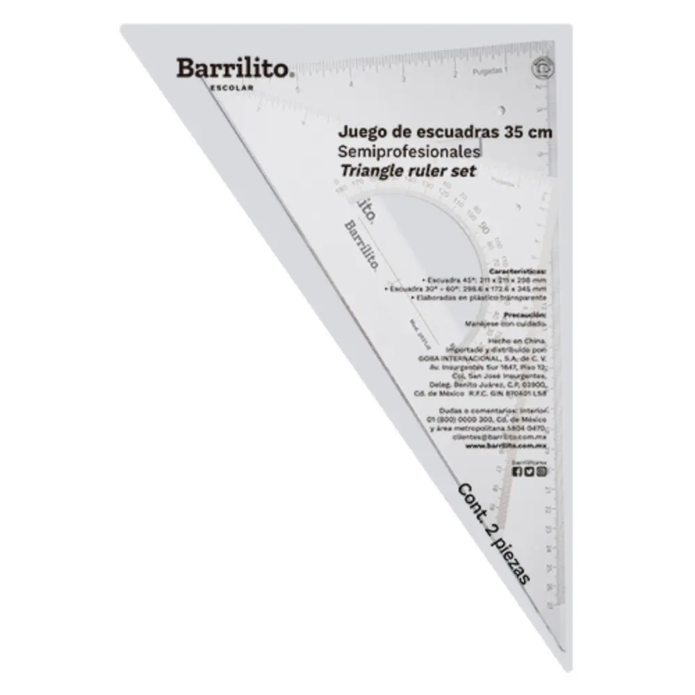 ESCUADRAS BARRILITO SEMI PROFESIONAL 35 CM. 2036JE