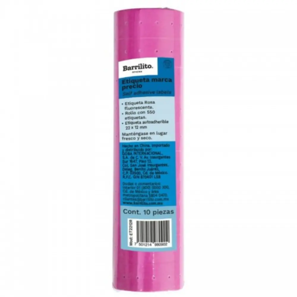 ETIQUETA TRAK BARRILITO PTE. C/10 ROLLOS ROSA