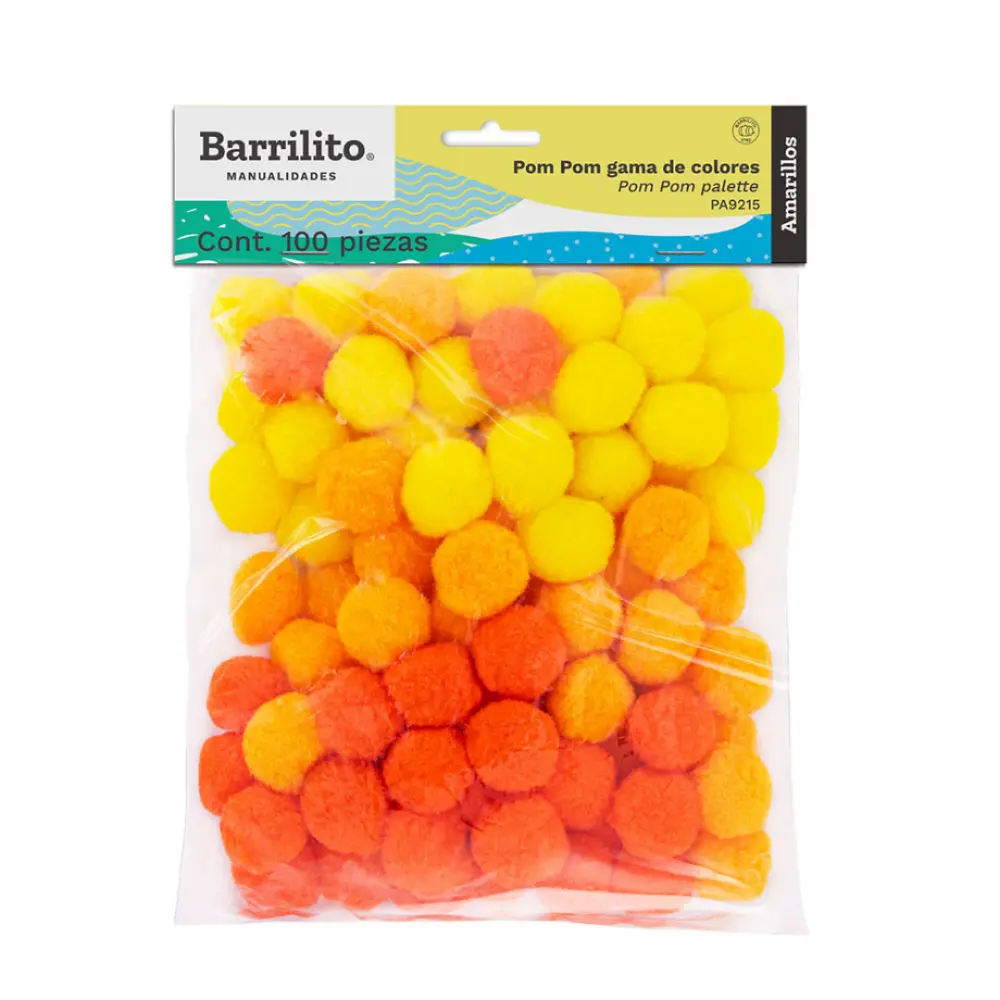 POM POM BARRILITO AMARILLO PA9215 BOLSA C/100 PZAS.