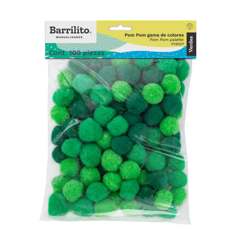 POM POM BARRILITO VERDE PV9007 BOLSA C/100 PZAS.