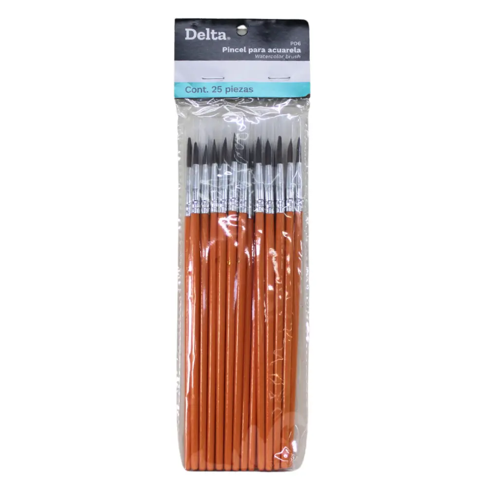 PINCEL DELTA P/ACUARELA NO.6 PD6 PTE. C/25 PZA