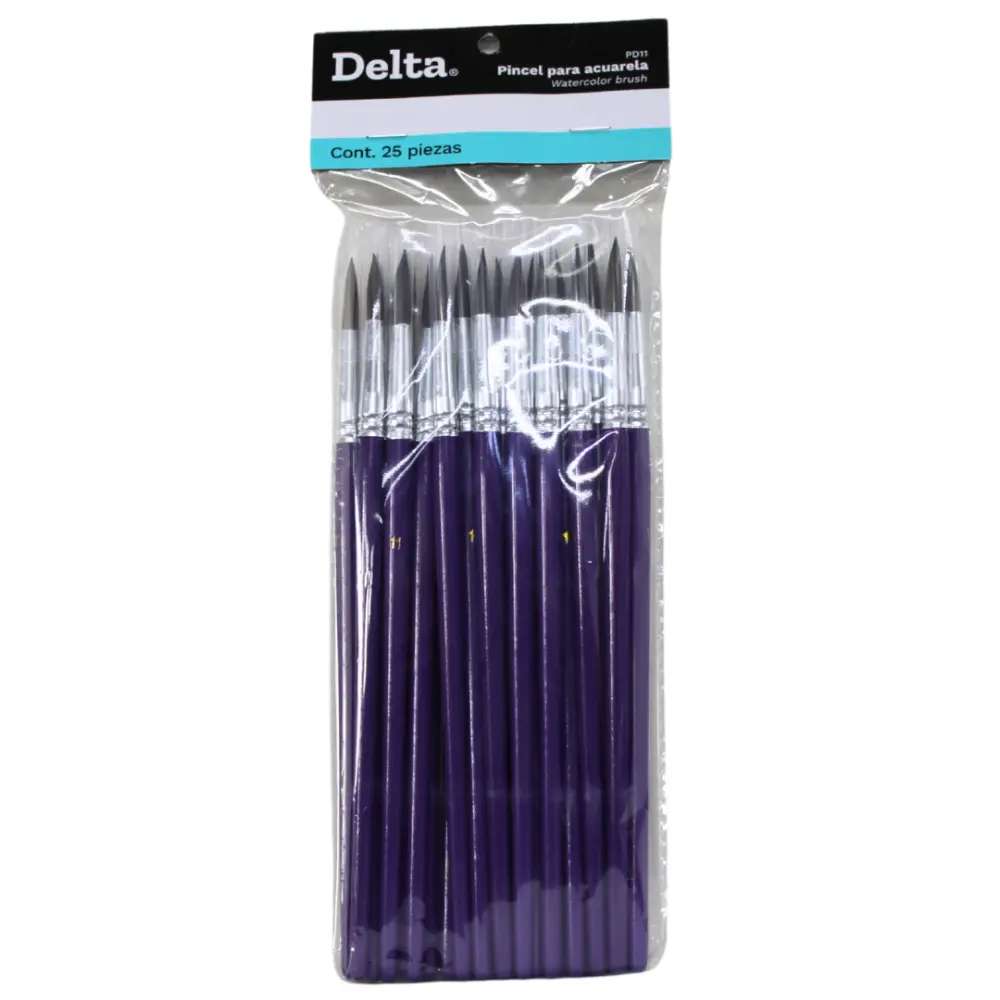 PINCEL DELTA P/ACUARELA NO.11 PD11 PTE. C/25 PZ