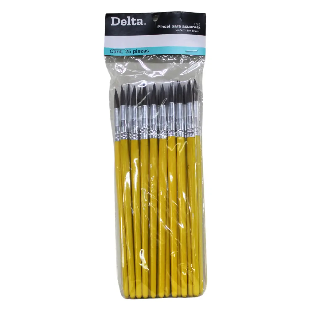 PINCEL DELTA P/ACUARELA NO.12 PD12 PTE. C/25 PZ
