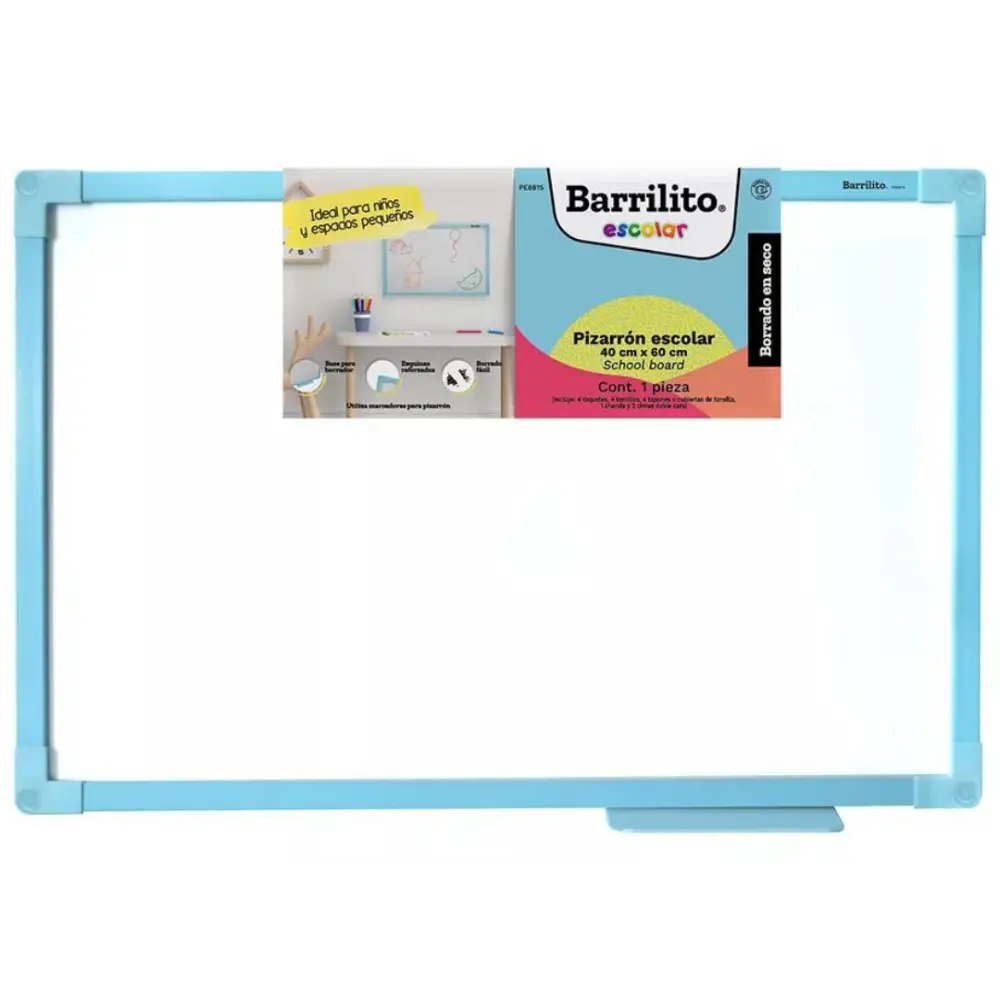 PIZARRON BLANCO BARRILITO AZUL 60X40 CMS. PE8815