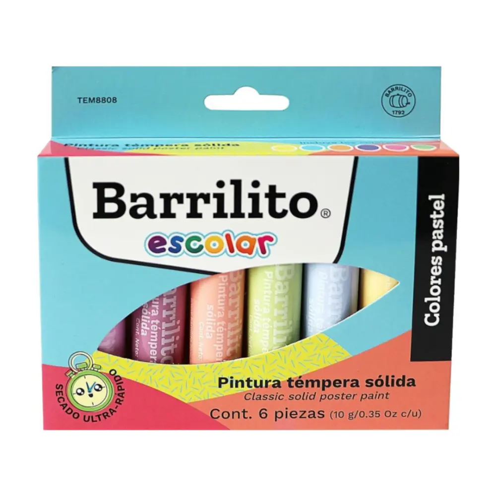 PINTURAS TEMPERA SOLIDA PASTEL EN BARRA BARRILITO TEM8808