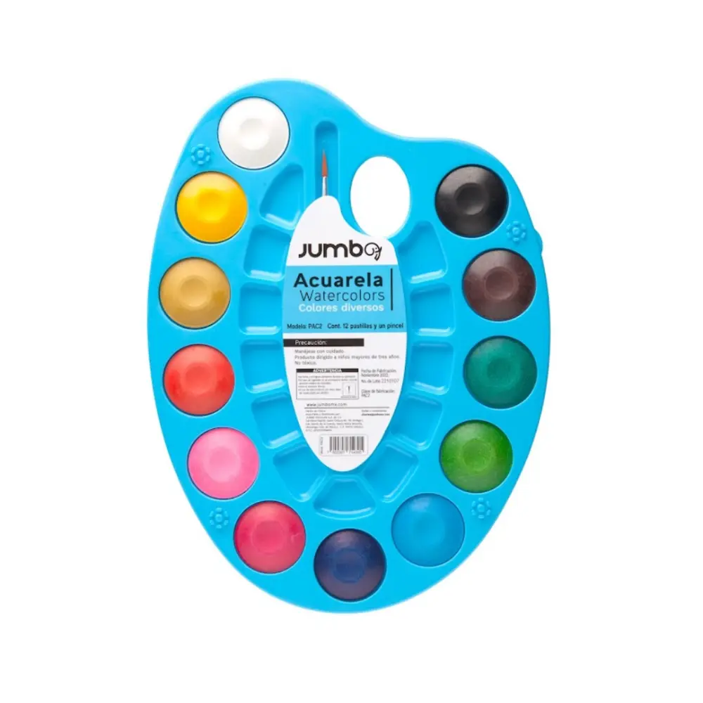 ACUARELA JUMBO OVALO CON 12 PASTILLAS