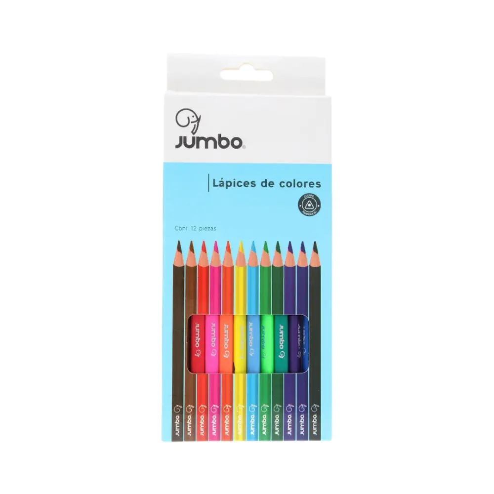 COLORES TRIANGULARES MARCA JUMBO C/12 LARGO PCL1