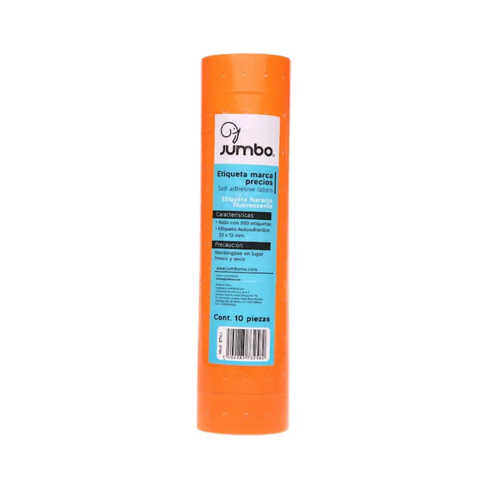 ETIQUETAS JUMBO ETNJ NARANJA PTE. C/10 ROLLOS