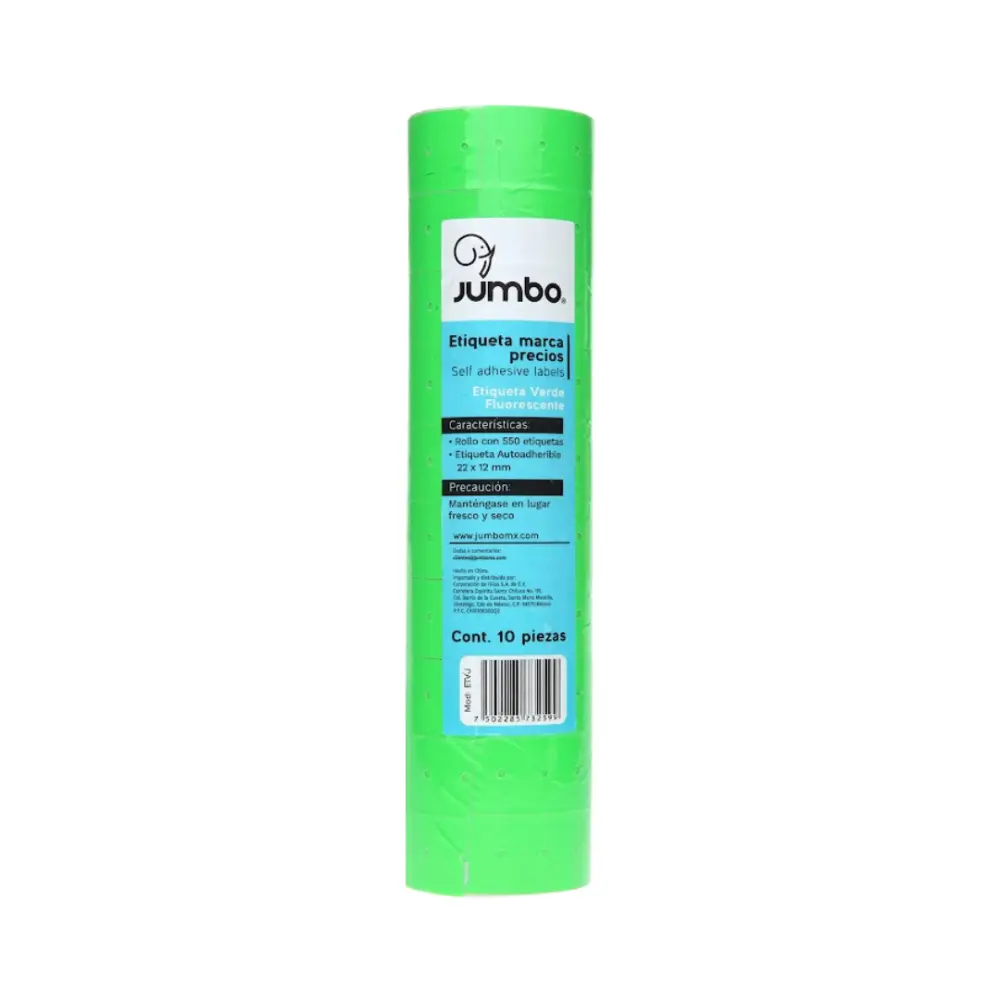 ETIQUETAS JUMBO VERDE PTE. C/10 ROLLOS