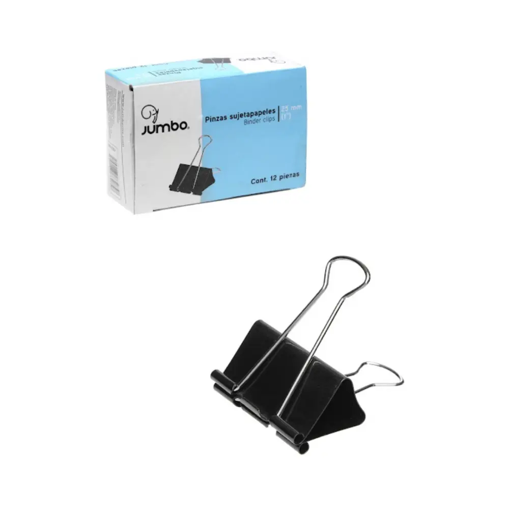 PINZA SUJETA PAPEL JUMBO 15 MM CAJA C/12