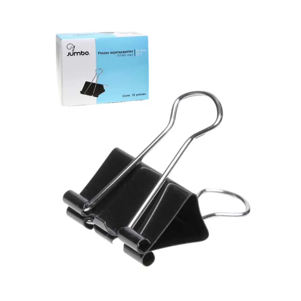PINZA SUJETA PAPEL JUMBO 51 MM 2 PULG. CAJA C/12
