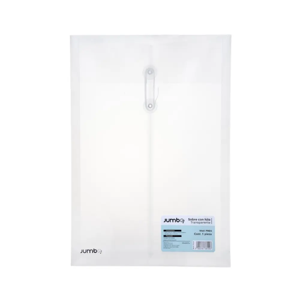 SOBRE DE PLASTICO C/HILO JUMBO OFICIO TRANSPARENTE PS04