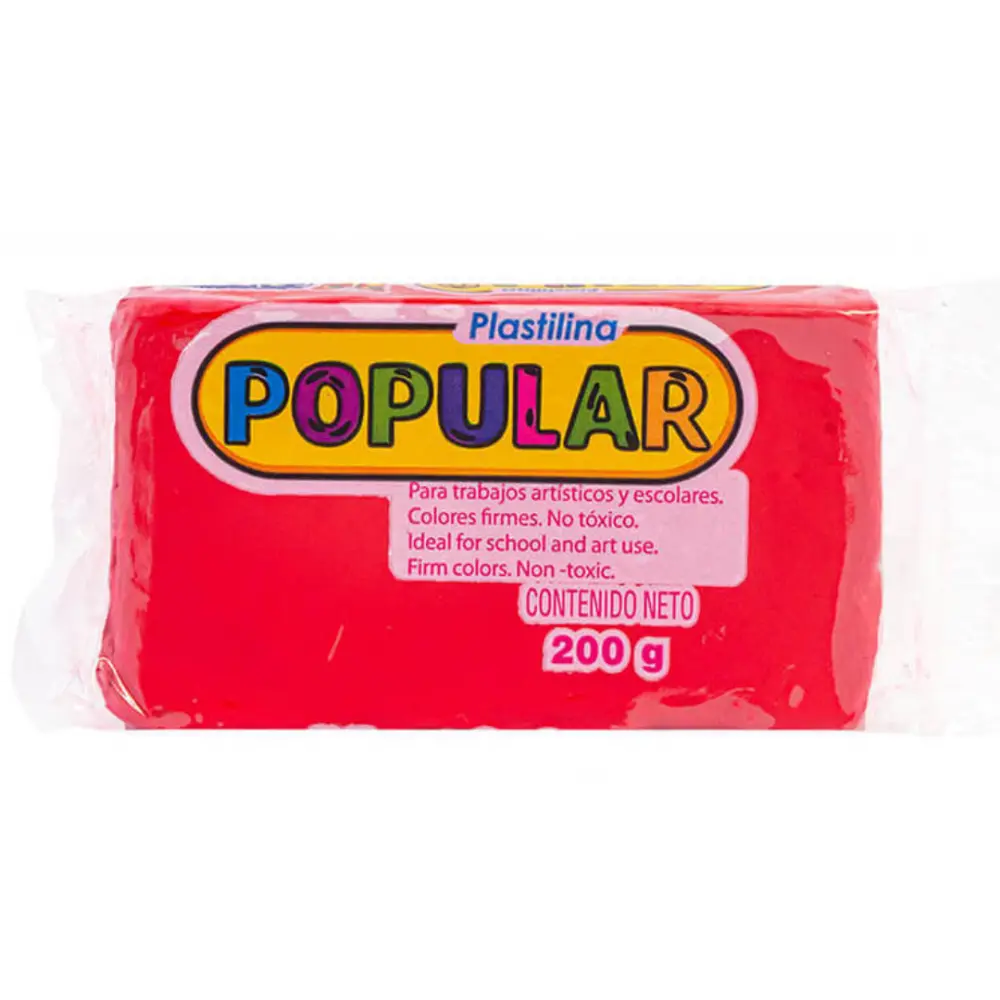 PLASTILINA POPULAR 200 GRS ROJA