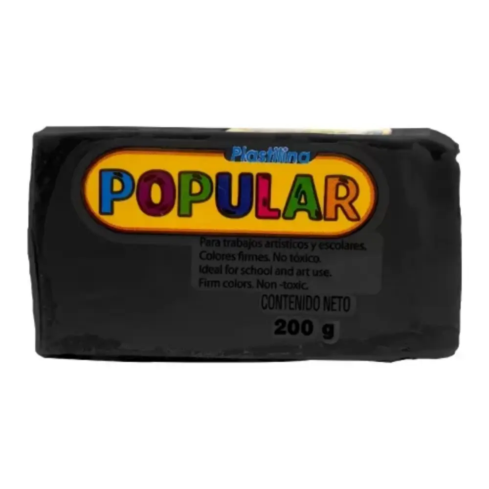PLASTILINA POPULAR 200 GRS NEGRA