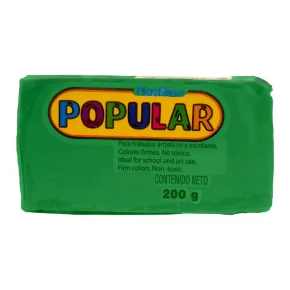 PLASTILINA POPULAR 200 GRS VERDE BRILLANTE
