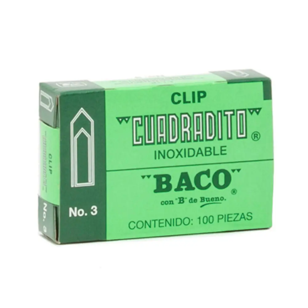 CLIP BACO CUADRADITO NO.3 C/100