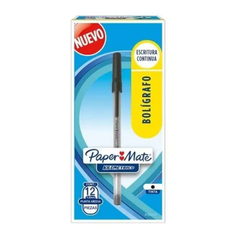 BOLIGRAFO KILOMETRICO ECONOMICO NEGRO CAJA C/12 PZAS.