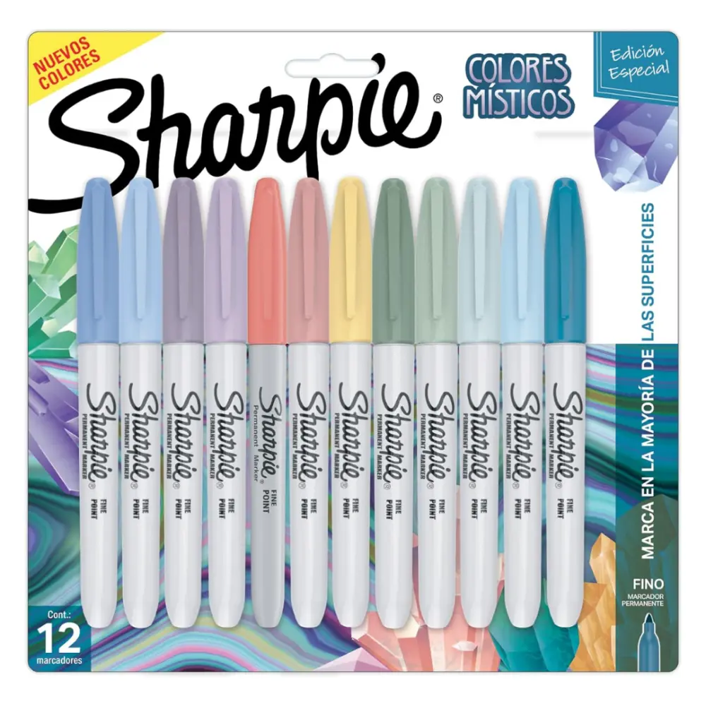 MARCADOR SHARPIE P/F COLORES MISTICO PTE. C/12 COLORES