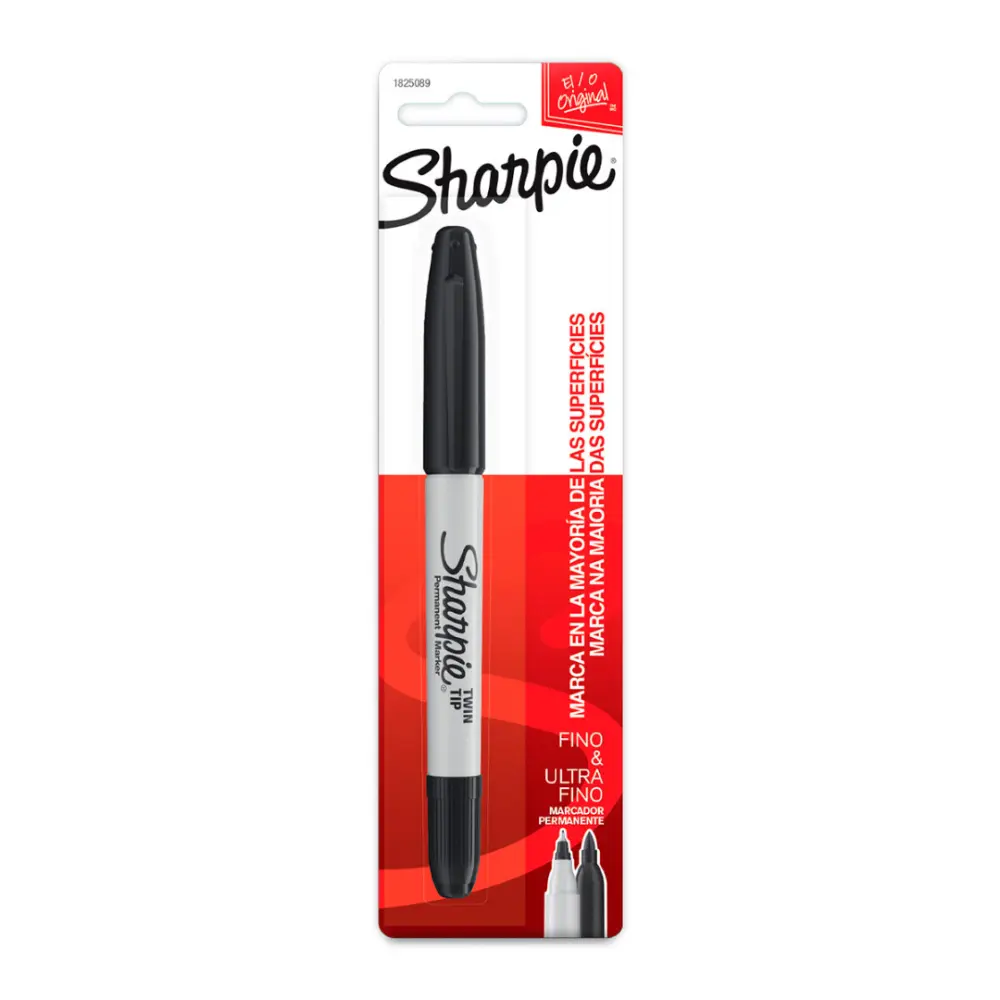 MARCADOR SHARPIE TWIN TIP DOBLE PUNTA NEGRO