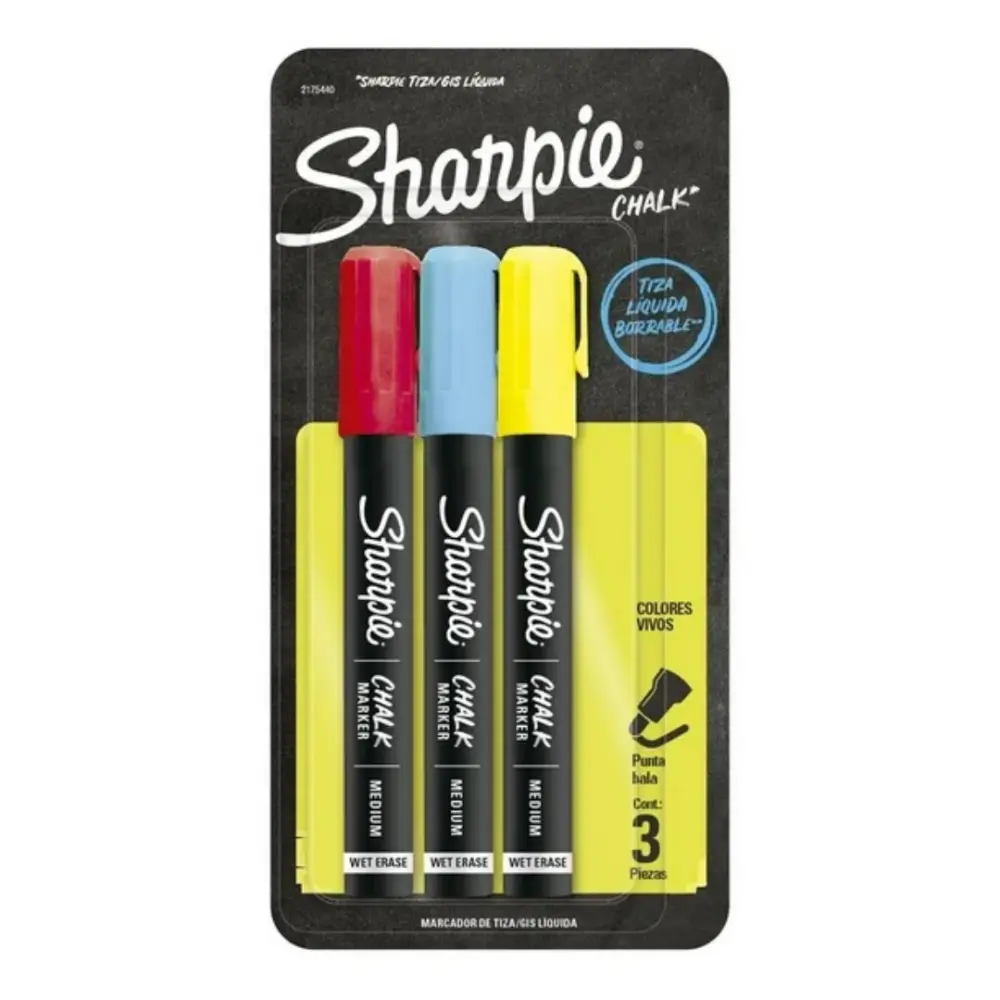 MARCADOR SHARPIE CHALK PTE. C/3 PZAS.