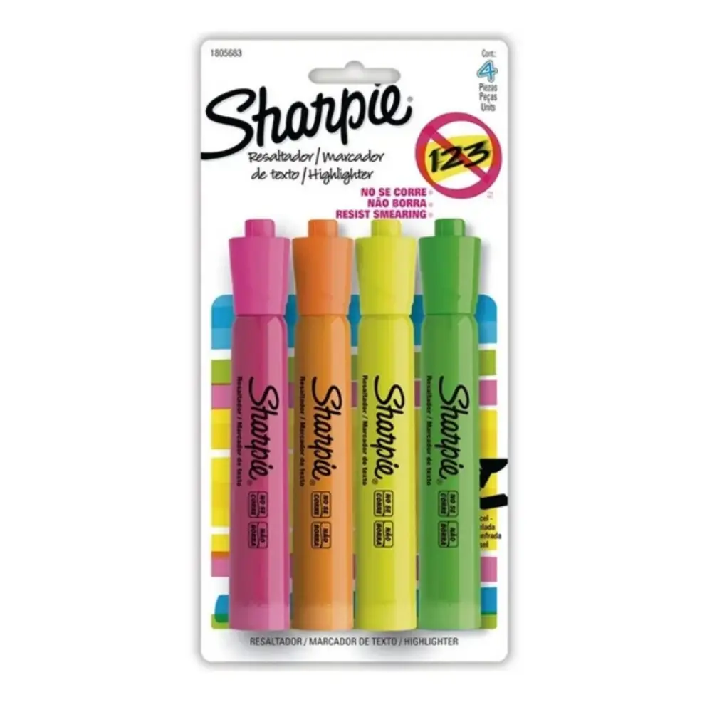 RESALTADOR SHARPIE FLUORECENTE PTE. C/4 PZAS.