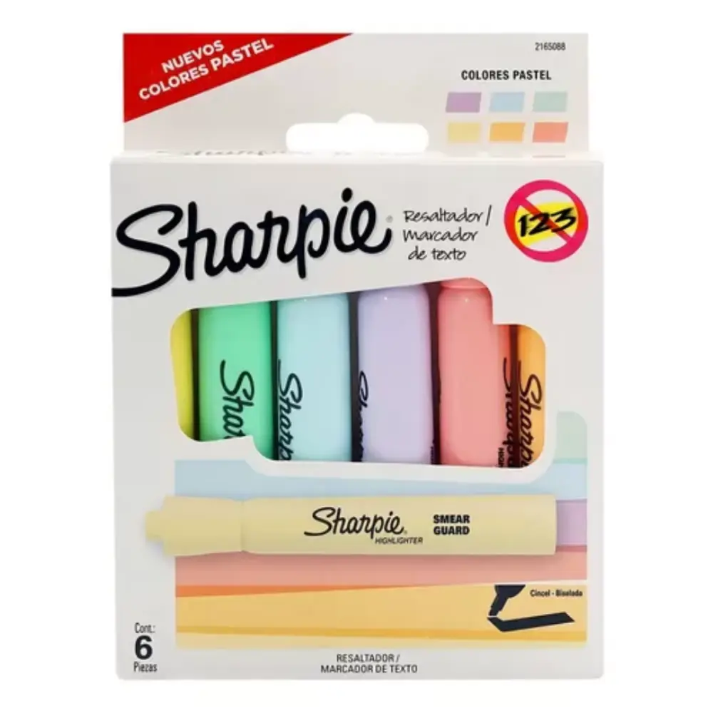 RESALTADOR SHARPIE PASTEL PTE. C/6 PZAS.