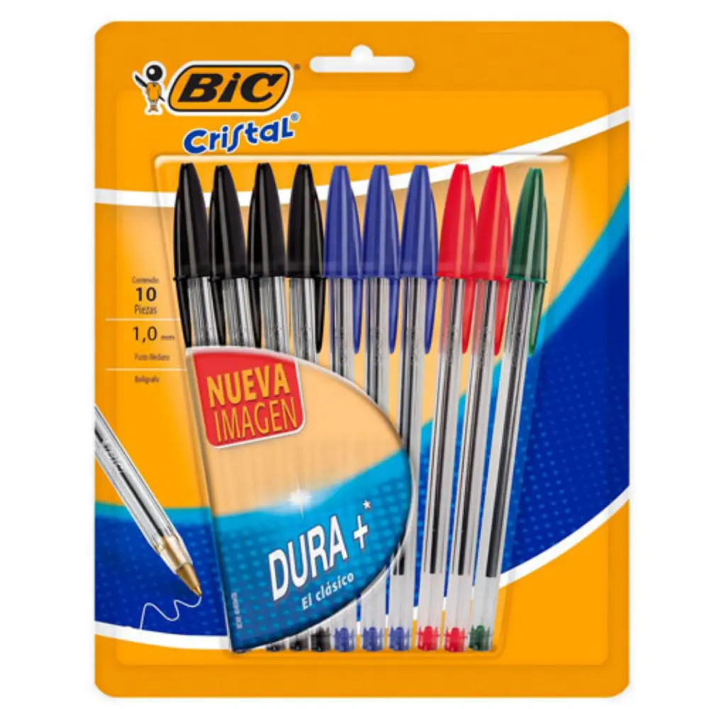 BOLIGRAFO BIC 963514 DURA MAS BLISTER C/10 PZAS. SURTIDO BASICO