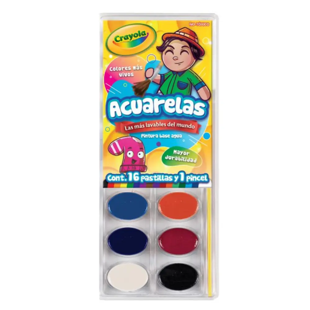 ACUARELA CRAYOLA ESTUCHE  C/16 PASTILLAS