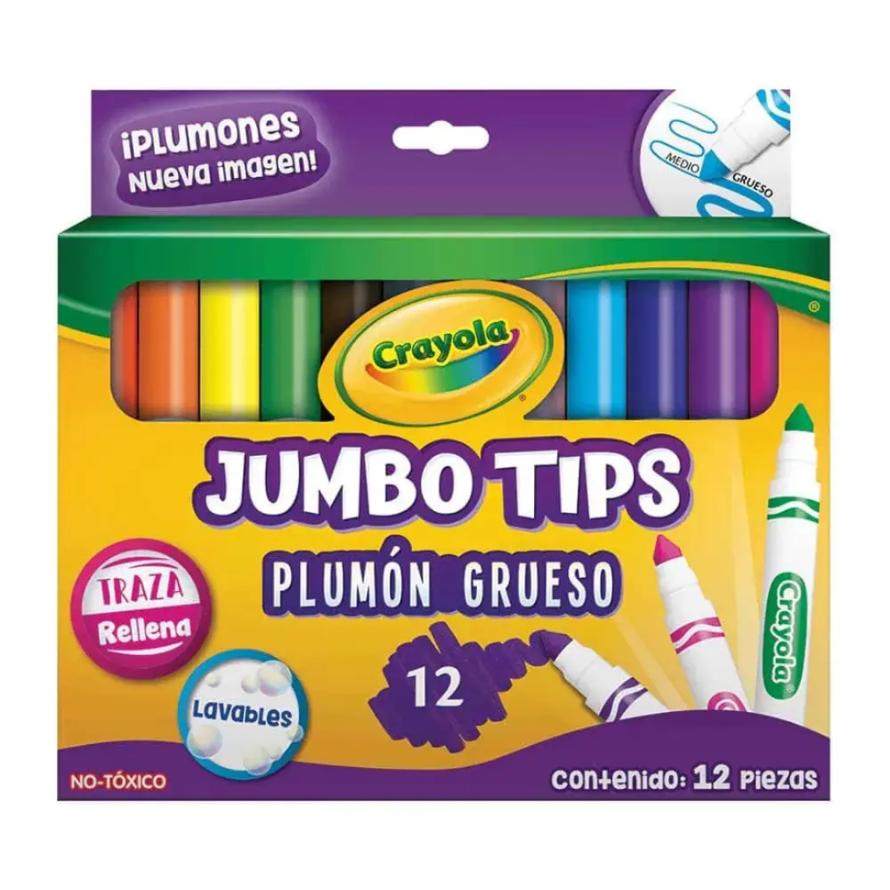 PLUMONES CRAYOLA LAVABLES GRUESO C/12 PZAS.