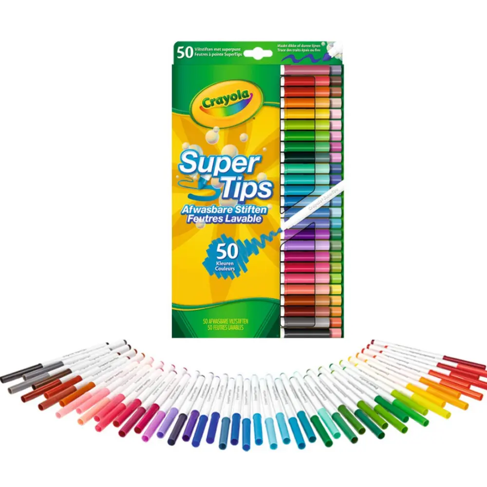 PLUMONES  CRAYOLA SUPER TIPS ESTUCHE C/50 PZAS.