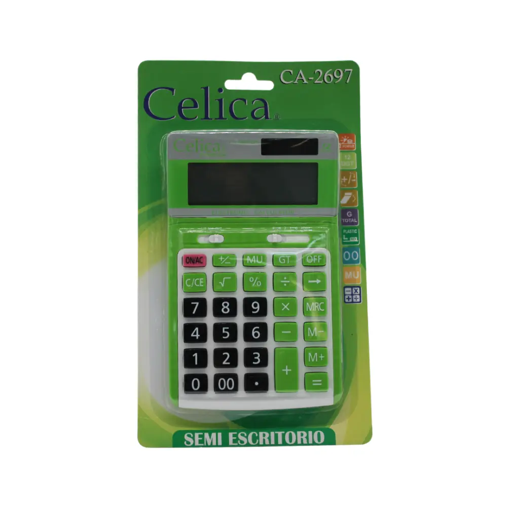 CALCULADORA CELICA MOD. CA-2697-GN 12 DIG. VERDE