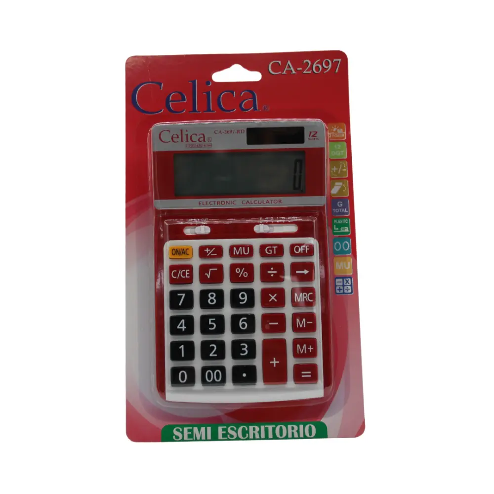 CALCULADORA CELICA MOD. CA-2697-RD 12 DIG. ROJA