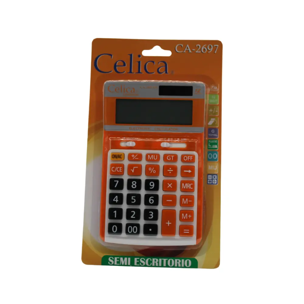 CALCULADORA CELICA MOD. CA-2697-OE 12 DIG. NARANJA