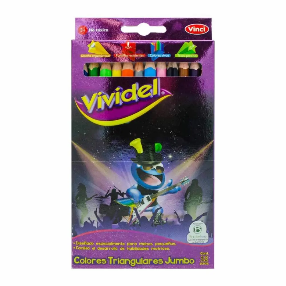 COLORES VIVIDEL TRIANGULAR JUMBO CAJA C/12 PZAS.