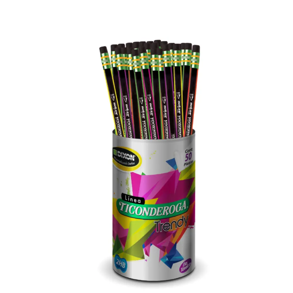 LAPIZ TICONDEROGA TRENDY STRIPE BOTE C/50 PZAS.