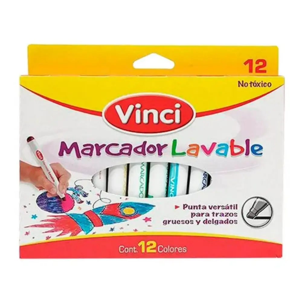 MARCADOR VINCI LAVABLE GRUESO PTE. C/12 PZAS
