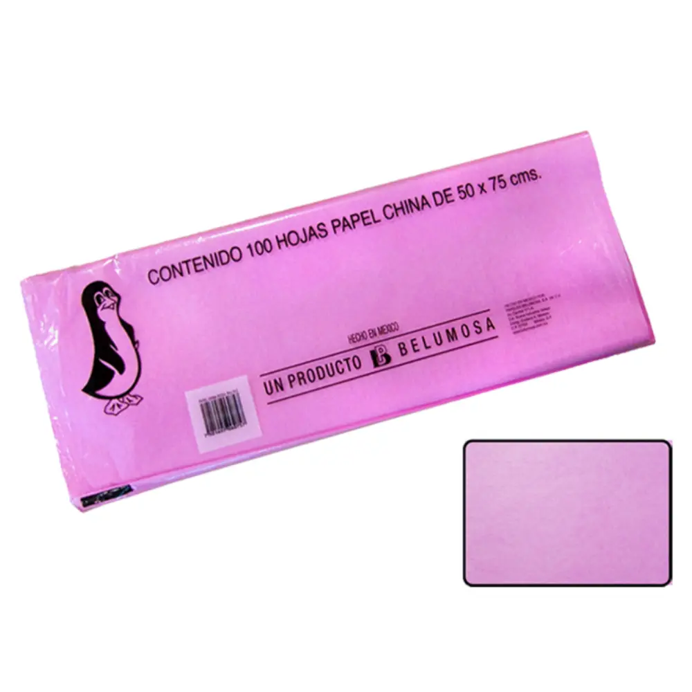 PAPEL DE CHINA 50X75 PTE. C/100 ROSA PALIDO