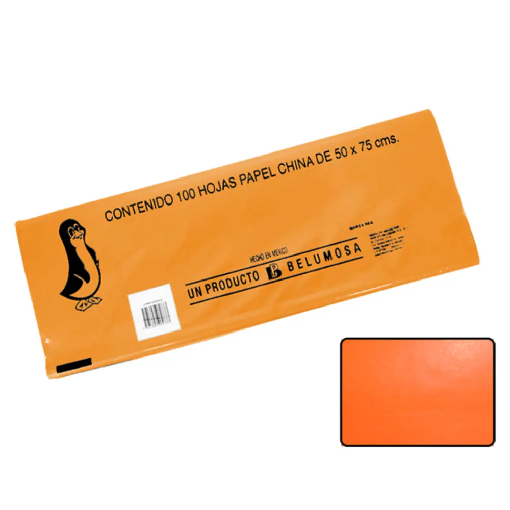 PAPEL DE CHINA 50X75 PTE. C/100 NARANJA
