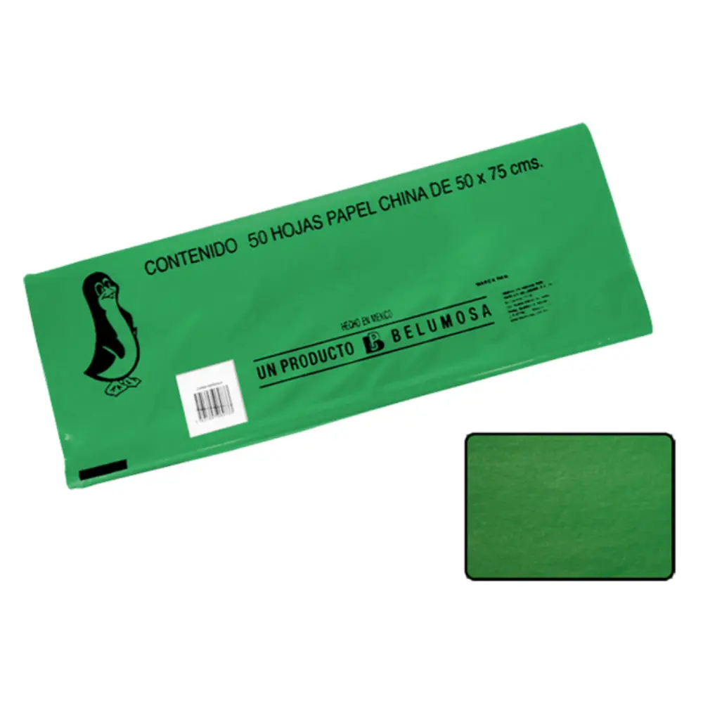 PAPEL DE CHINA 50X75 PTE. C/100 VERDE BANDERA