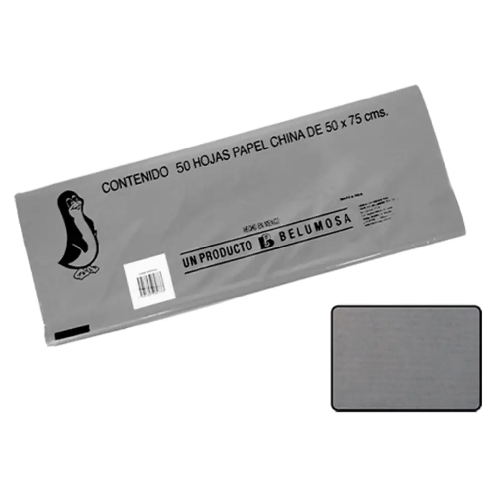 PAPEL DE CHINA 50X75 PTE. C/100 GRIS