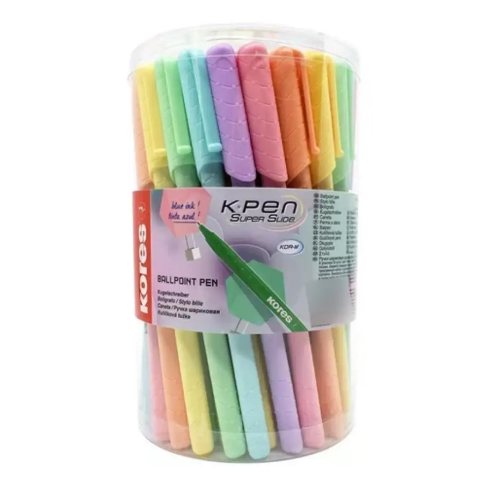 BOLIGRAFO KORES PASTEL TINTA AZUL BOTE C/50 PZAS.