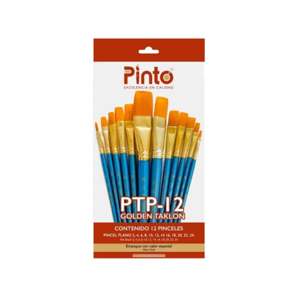 SET C/12 PINCELES PINTO PLANOS TAKLON DORADO - PTP-12