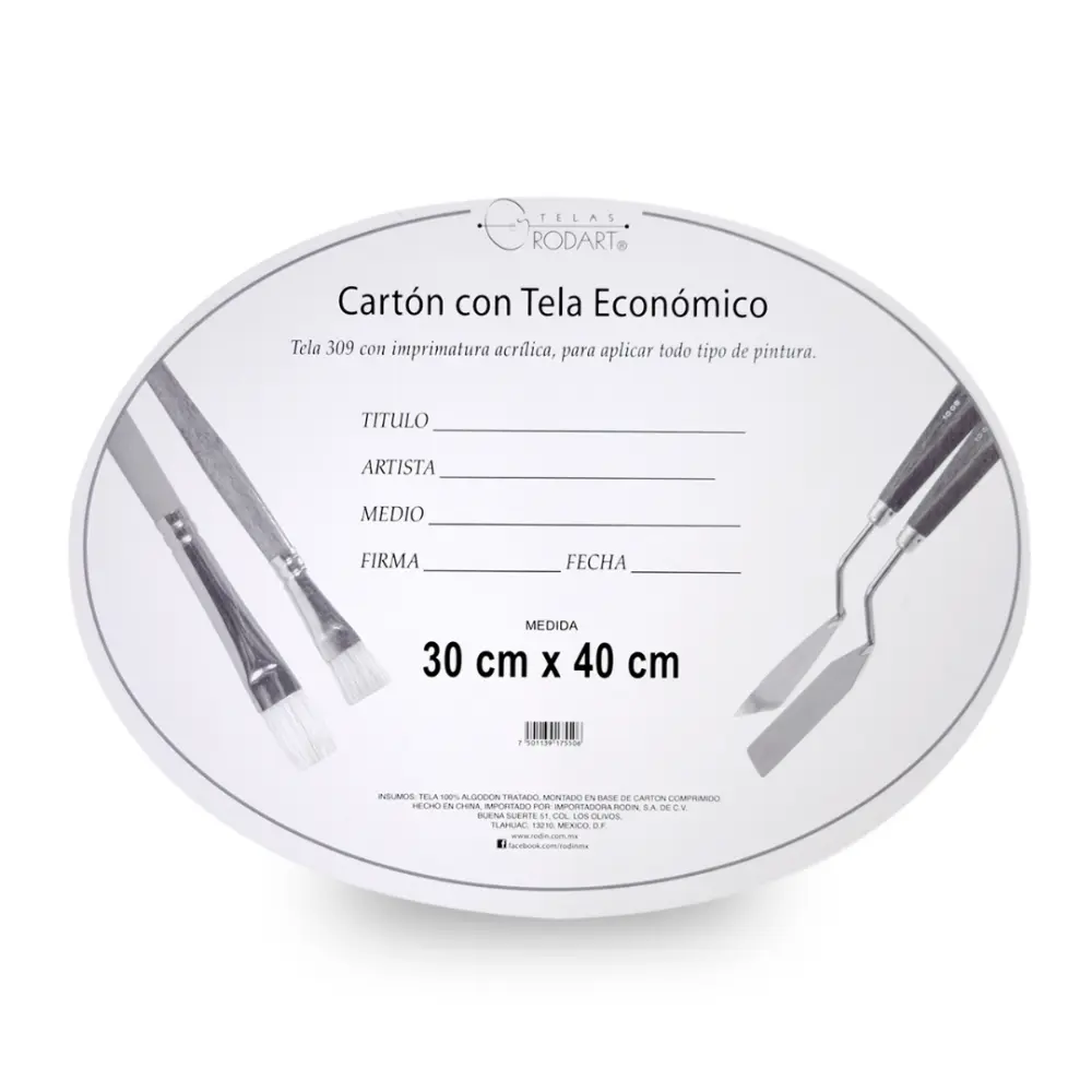 CARTÓN C/TELA OVAL 30X40 CMS